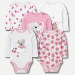 Pack 5 Bodys Manga Larga 100% Algodon Bebe Nina Koala Dreamer Multicolor 24 MESES