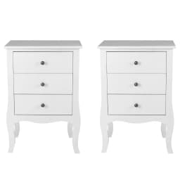 SET DE 2 VELADORES DORMITORIO GENOVA 3 CAJONES BLANCO
