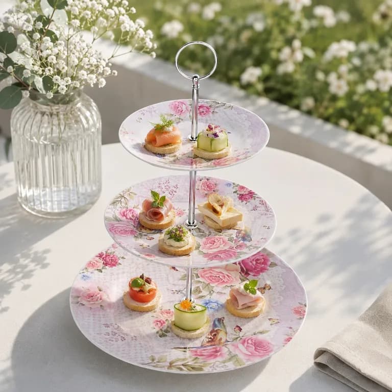 Plato Tres Niveles Roses