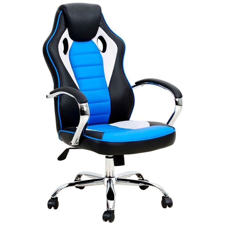 Silla Gamer Rookie Reclincable Cuero PU Azul