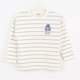 Polera Manga Larga Nina Rayas Lilo & Stitch Blanco Blanco 4