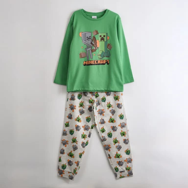 Pijama Manga Larga Nino Mobs Verde Verde 4