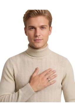 Sweater Tejido Hombre Cuello Subido Beatle. 108 Beige S