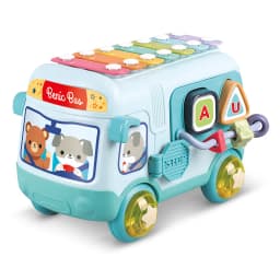 Autobus Musical Infantil con Xilofono y Figuras de Encastre Celeste