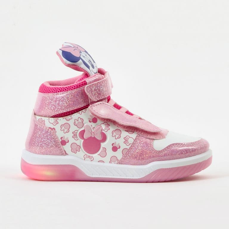 Zapatilla Luces Nina Cana Alta Minnie Rosado Rosa 24