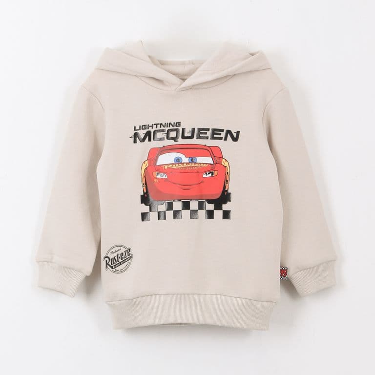 Poleron Cerrado Nino Hoodie Rayo McQueen Cars Beige Beige 2