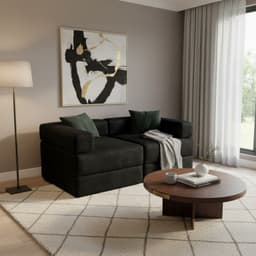 SOFA CAMA ARKOS EN FELPA Negro
