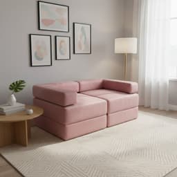 SOFA CAMA ARKOS EN FELPA Rosado claro