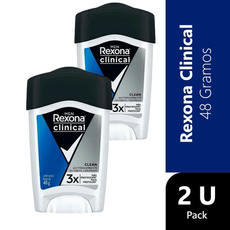 Pack 2 Men Clinical Desodorante Crema Clean 48 g