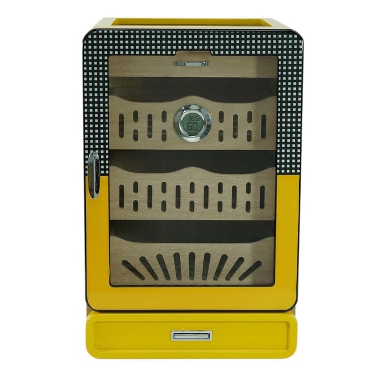 Gabinete Humidor Puros Amarillo Brillo Bandejas
