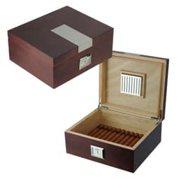 Humidor 25 Puros Antique MDF Caoba Plateado