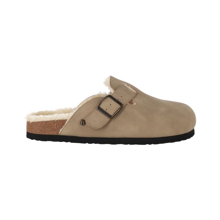 Zuecos Mujer Classic Buckle Fur Beige Beige 35