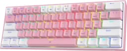 Teclado K617 Fizz 60% con cable para juegos RGB blanco y rosa