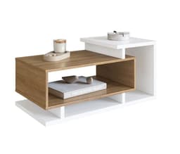 Mesa de Centro Bicolor Blanco Miel Estilo Nordico
