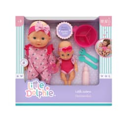 Set Munecas Hermanas 29 cm y 17 cm con Accesorios de Alimentacion