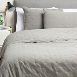CUBRECAMA BORDADO PREWASH KING GRIS O Gris KING