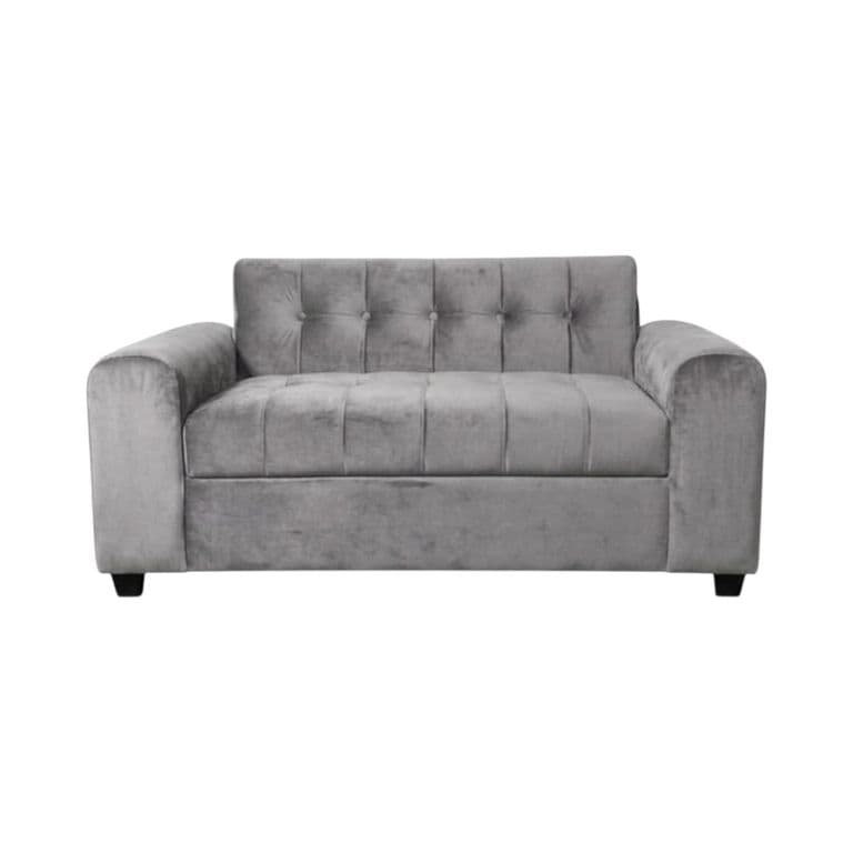 SOFA DOS CUERPOS BRAZO REDONDO EN FELPA Gris claro