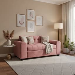 SOFA DOS CUERPOS BRAZO REDONDO EN FELPA Rosado claro