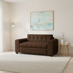 SOFA DOS CUERPOS BRAZO REDONDO EN LINO CHOCOLATE Chocolate