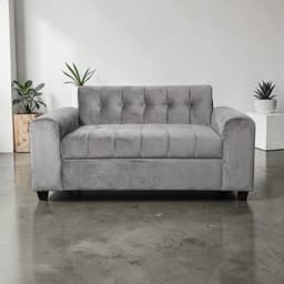 SOFA TRES CUERPOS BRAZO REDONDO EN FELPA Gris claro
