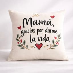 Cojin mama pintado a mano en lona con relleno antialergico 30x30 cm Dia de la madre