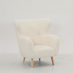 Sillon Poltrona Aspen de Tela Sherpa y Madera - Blanco