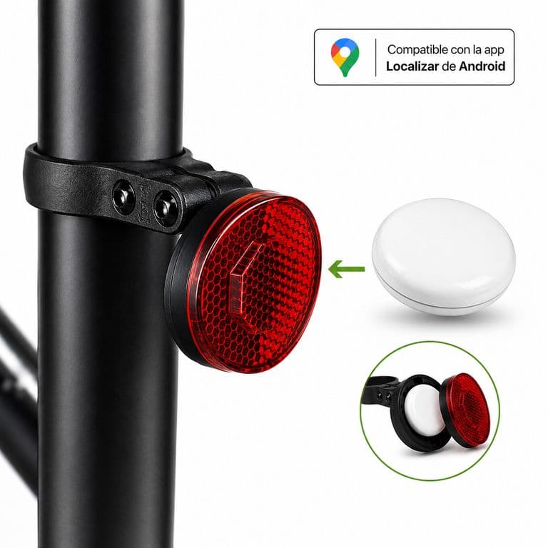 Reflector Rojo para Bicicleta con Localizador Oculto Compatible con Android