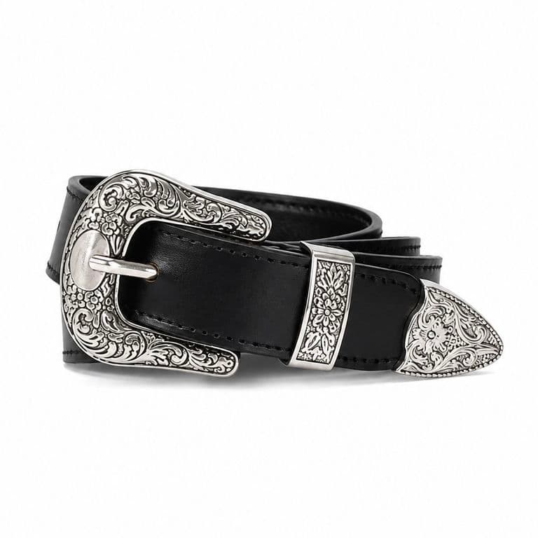 Cinturon Cuero Genuino Iris negro Negro Mate XS