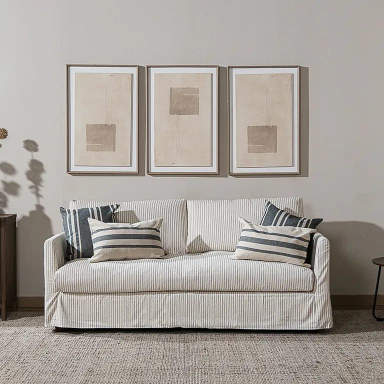 Sofa Helga Listado 200 3 cuerpos Amoble Beige