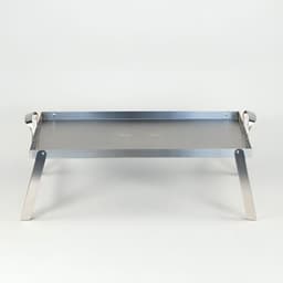 PLANCHA ACERO INOX + SOPORTE ALTURA 48X28X2