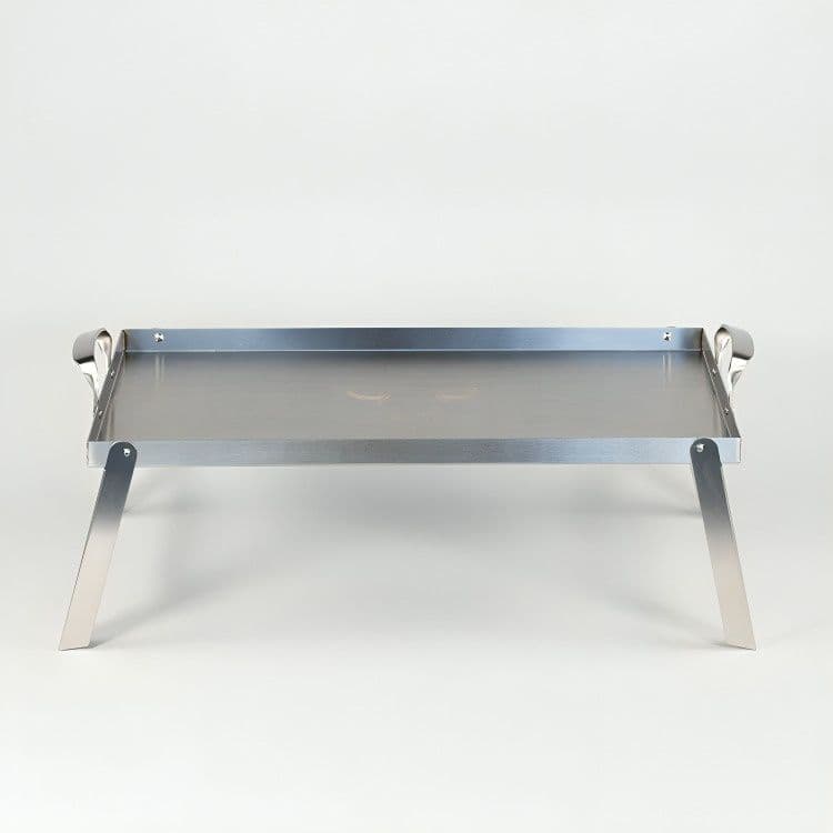 PLANCHA ACERO INOX + SOPORTE ALTURA 48X28X2