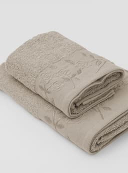 JUEGO TOALLA 2 PIEZAS ROSAS TAUPE