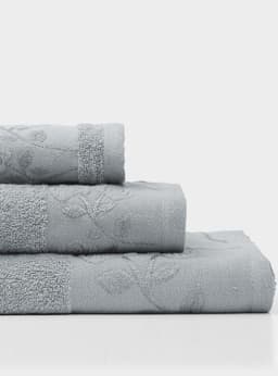 JUEGO TOALLA 3 PIEZAS ROSAS GRIS