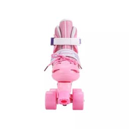 Patines 4 Rueda Rosa Ajustable Para Nina + Kit De Proteccion Rosado Natural