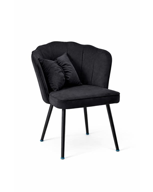 Sitial Fancy Terciopelo Base Negra con Cojin Negro