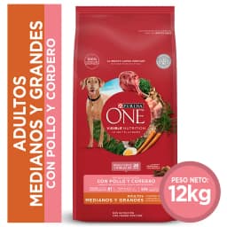 Alimento para perro PURINA ONE Adultos Medianos y Grandes Pollo y Cordero 12kg