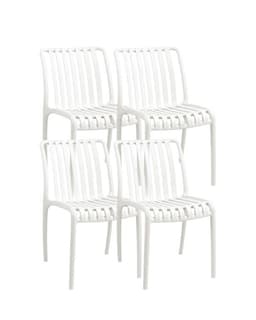 Pack 4 Sillas Apilable de Exterior Habana Blanco