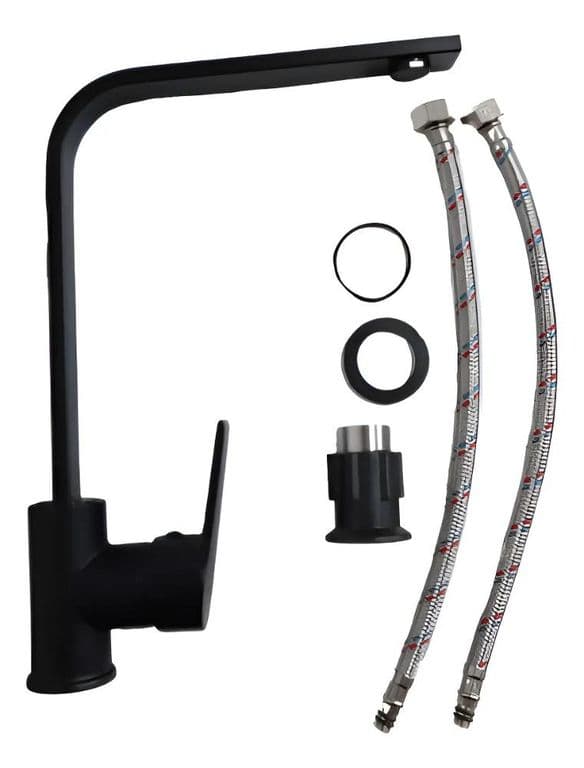 Llave Monomando Lavaplato Vertical Notte Negro Mate