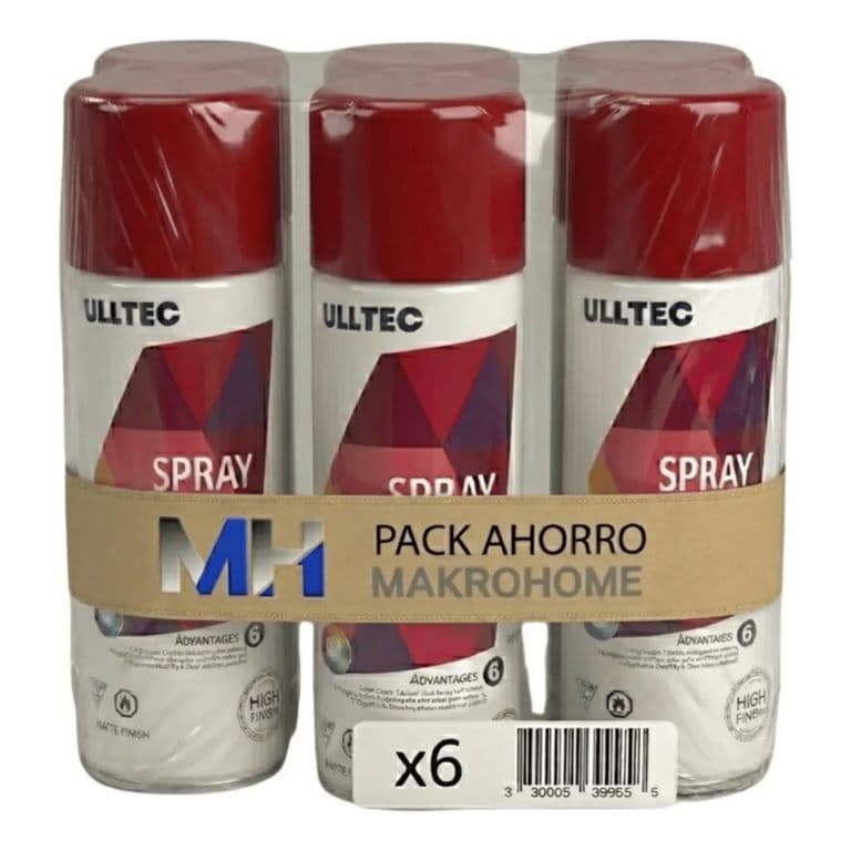 Pack X6 Pintura Spray Tela Madera Metal Plastico Vehicular Rojo Scarlet 23