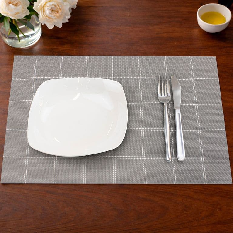 Individual de mesa Home 45x30cm gris a cuadros