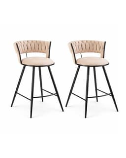 Pack 2 Sillas de Bar Fijas 66 cm Gales Black Beige