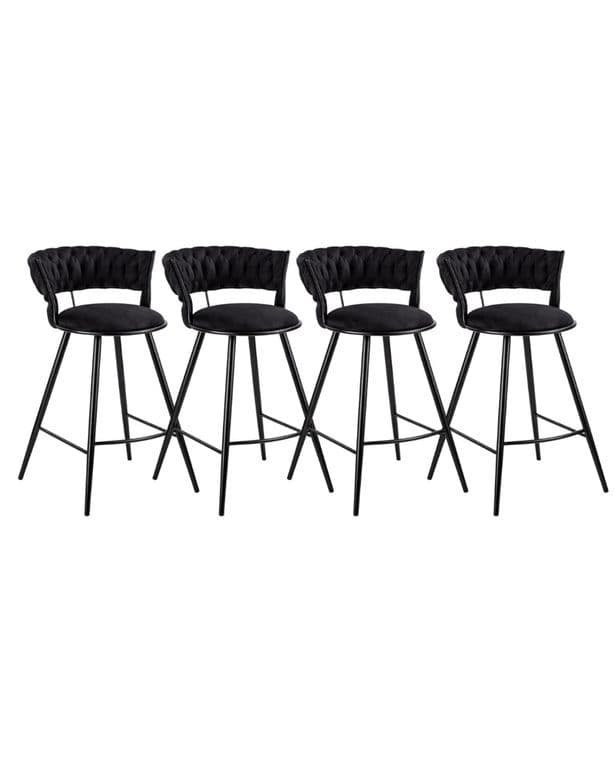 Pack 4 Sillas de Bar Fijas 66 cm Gales Black Negro