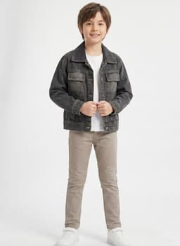Chaqueta Mezclilla Nino Juvenil Denim Destroyed Oversize Negro 1