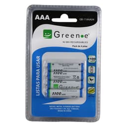 Pack 4 Pilas AAA Recargables Green-e 1100mAh - Listas para usar!