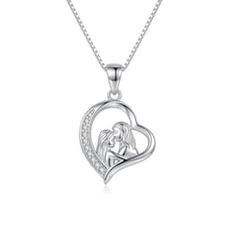 Collar Mama e hija Circon Plata Ley 925 Plateado TALLA UNICA