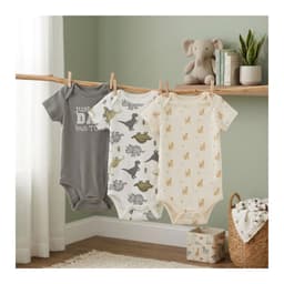 Pack 3 Bodys Disenos Surtidos 100% Algodon Gris 12 MESES