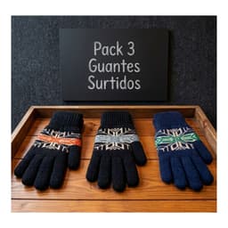 Pack 3 Guantes De Lana Termico Con Chiporro Surtidos Multicolor TALLA UNICA