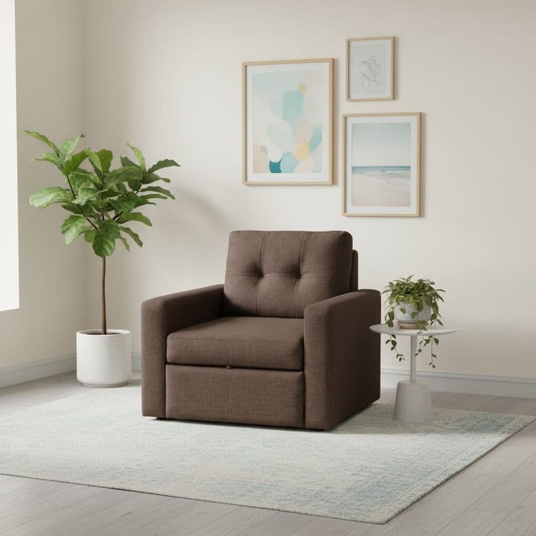 SOFA CAMA MILAN UN CUERPO EN LINO Chocolate