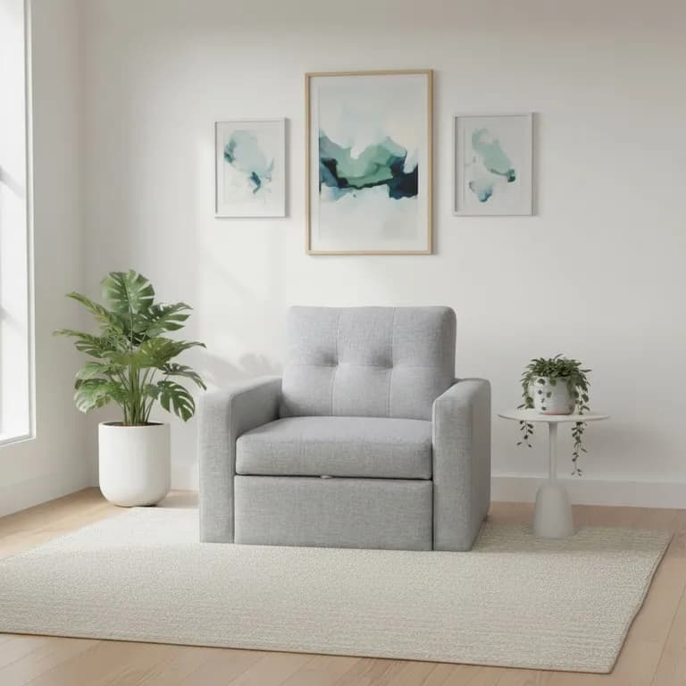 SOFA CAMA MILAN UN CUERPO EN LINO Gris claro
