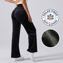 Pantalon Cotele Palazzo Polar Con Chiporro Elasticado Termico Negro Negro L
